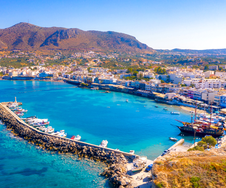 <p>Luchtfoto van de kust van Chersonissos</p>